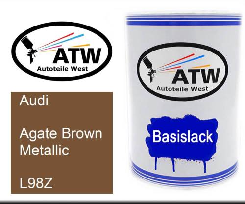 Audi, Agate Brown Metallic, L98Z: 500ml Lackdose, von ATW Autoteile West.